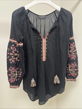 Black Embroidered Boho Tunic